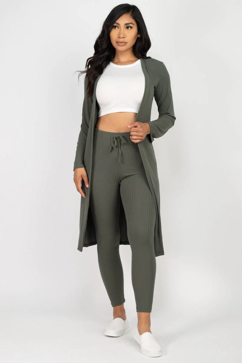 Ribbed Long Cardigan & Leggings Set (CAPELLA)